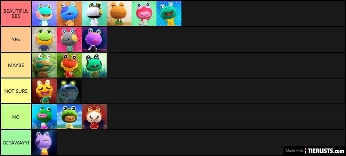 acnh frogs Tier List - TierLists.com