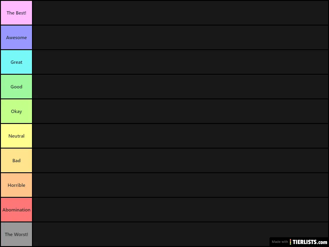 Tier create. Tier list шаблон. Тир лист пустой. Tier list пустой. Чистый тир лист.