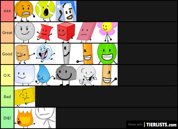Bfdi characters tier list