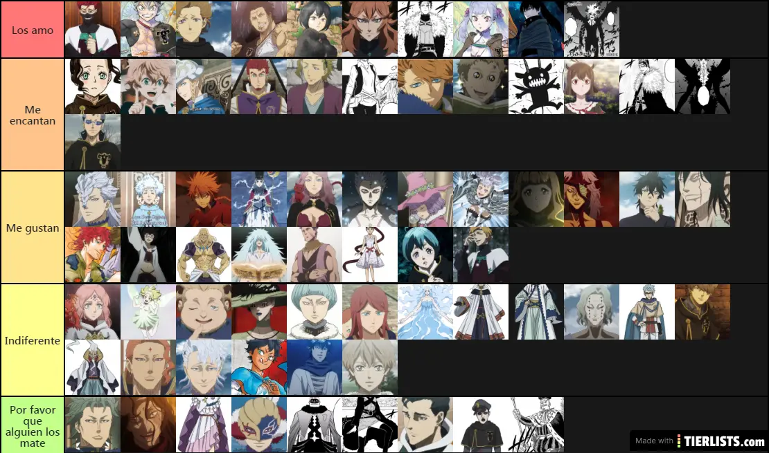 Black Clover Tier List TierLists