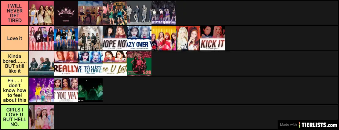 Blackpink Songs Tier List Maker - TierLists.com