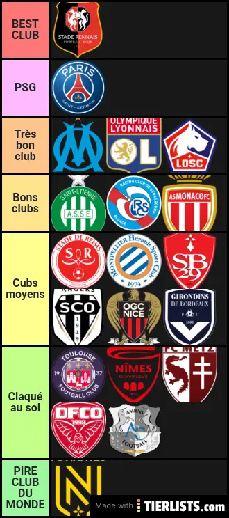 Clubs ligue 1