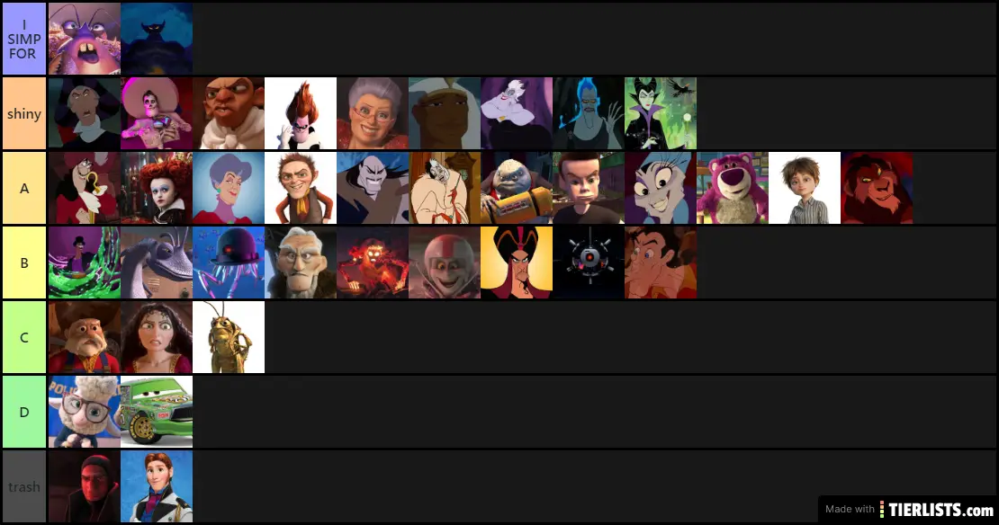 dreamworks disney and pixar villains