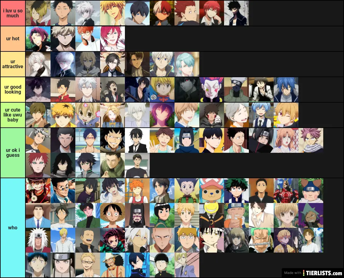 Hot anime guys Tier List 