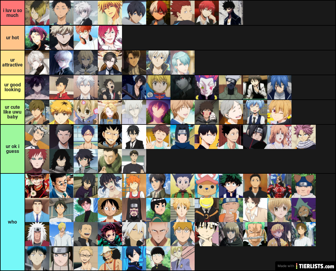 Hot anime guys Tier List - TierLists.com