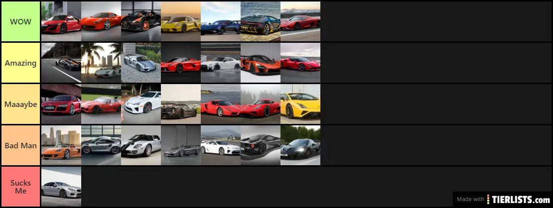 I may have gone too far...   My fricking supercar list