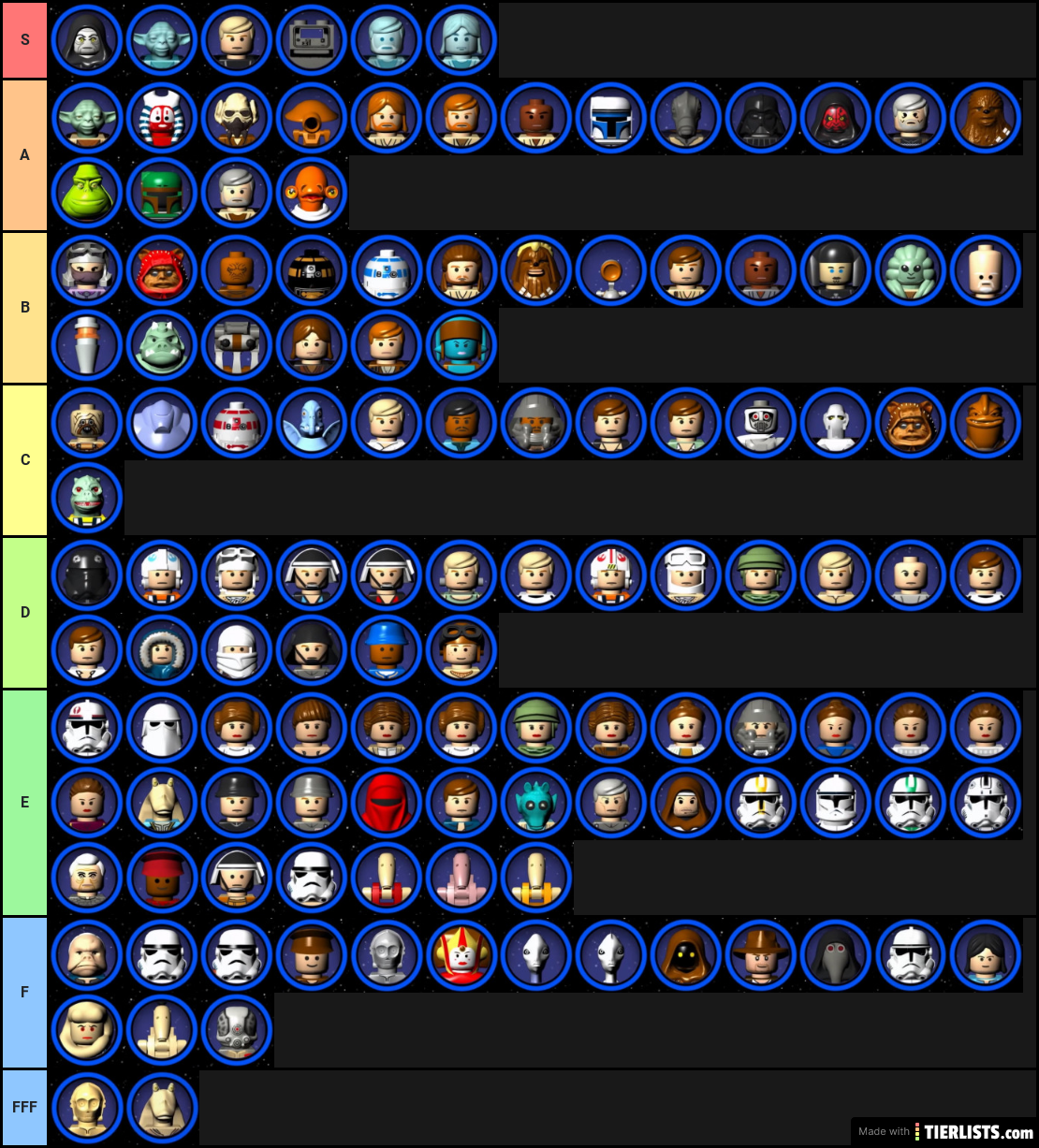 lego star wars characters list