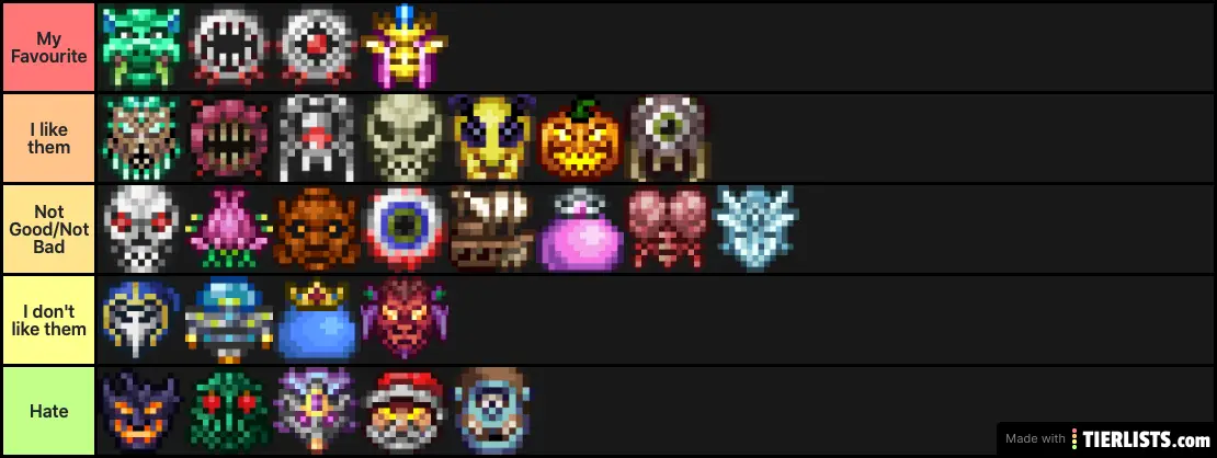 My Terraria Bosses Tier List 