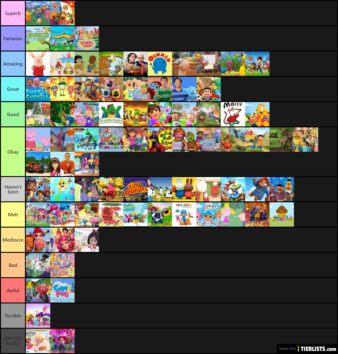 Nick Jr. Shows Tier List Tier List - TierLists.com