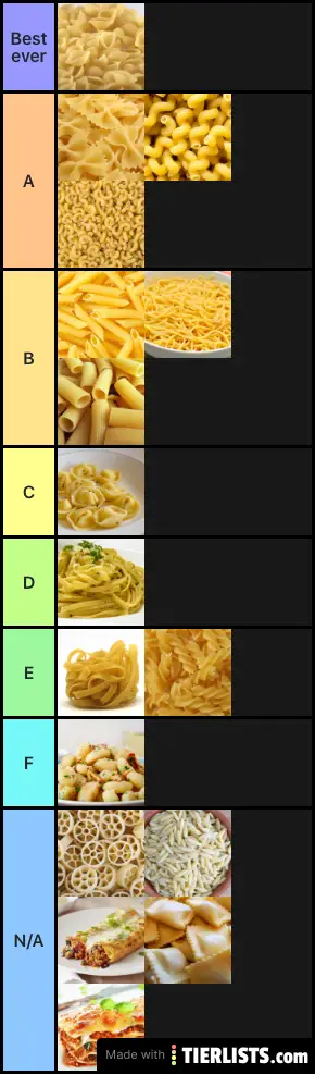 Pasta shapes