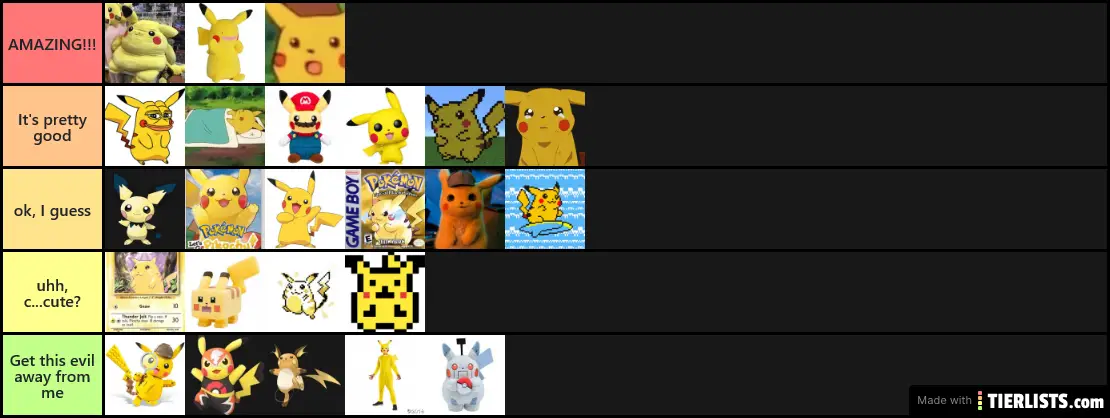Pikachu Tier List