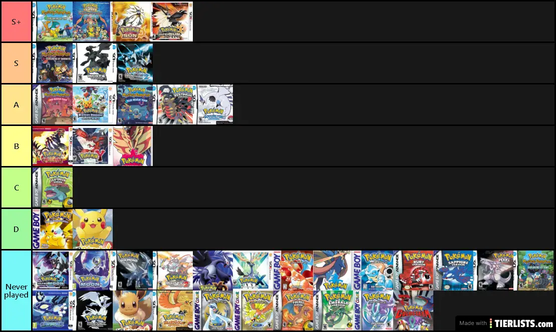 POKEMON GAMES TIER LIST Tier List TierLists