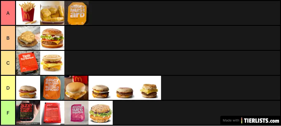 Rating Some McDonald s Food Tier List TierLists