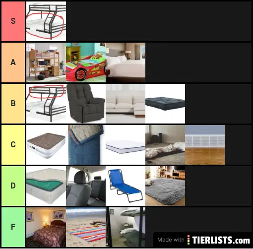 Ryan's Epic Bed Tier List