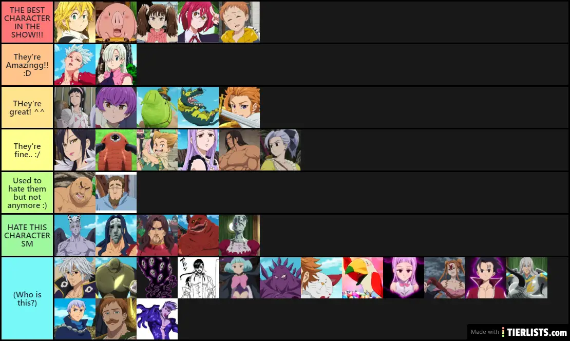 Seven Deadly Sins List :D Tier List - TierLists.com