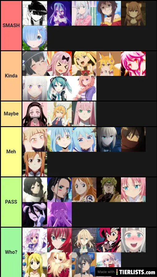 Create a Anime and Manga Smash or Pass Tier List  TierMaker