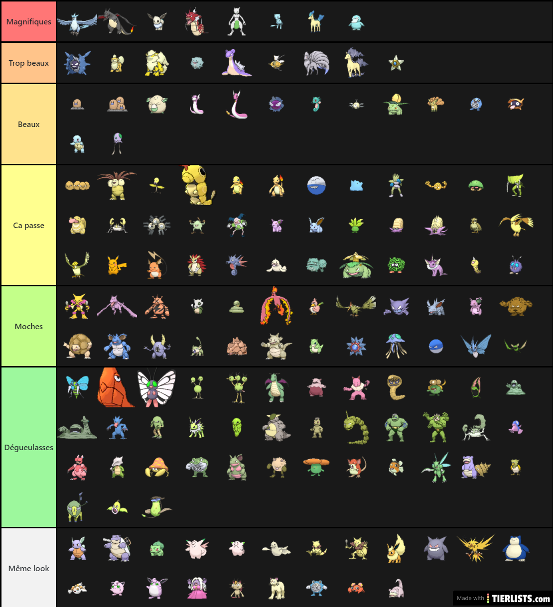 SHINYS tier list generated from the Pokemon Gen 1 Shiny Tier List tier ...