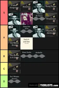 Arctic Monkeys Songs Tier List Maker Tierlists Com
