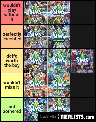 the sims 3 expansion packs list