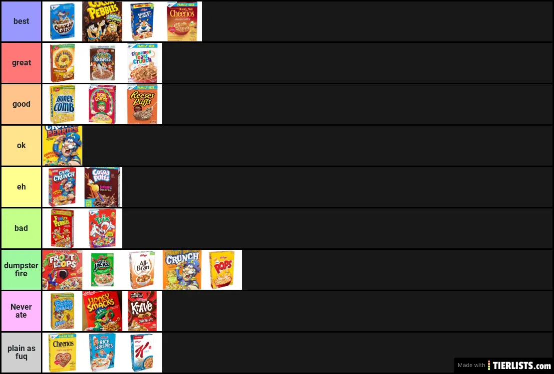 THE BEST CEREAL TIER LIST EVER