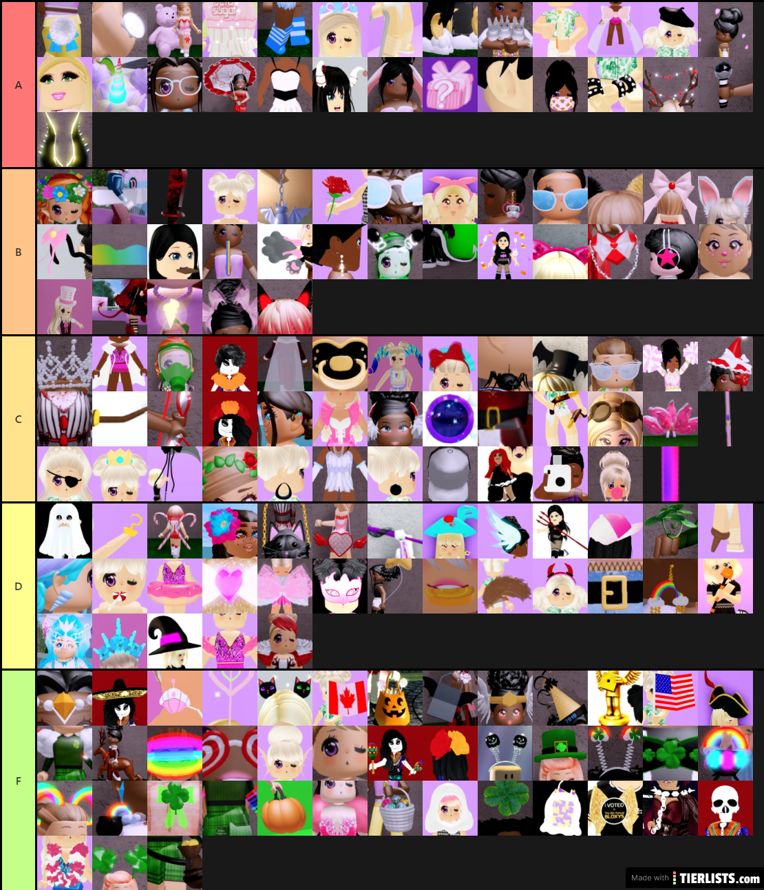 What I Rate In Royale High Tier List Tierlists Com
